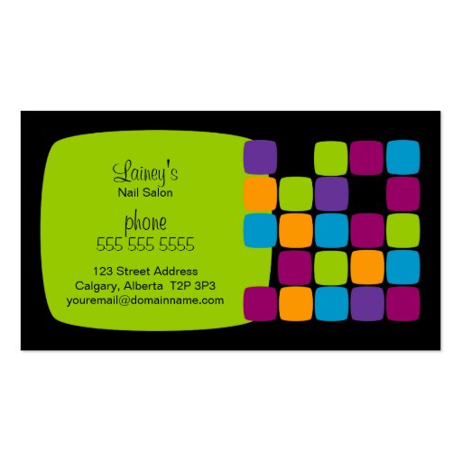 Colorful and Bold Squares Business Cards (back side)