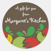 Colorful apples food baking gift tags stickers