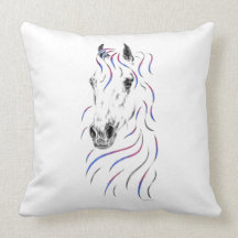 Colorful Arabian Horse Head Pillow