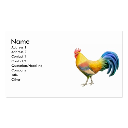 Colorful Ardenner Rooster Business Card (front side)