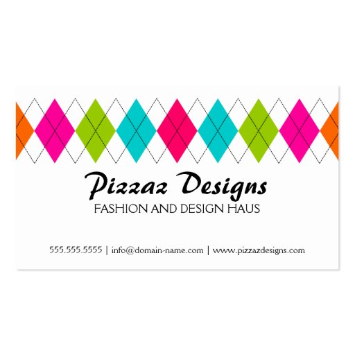Colorful Argyle Business Cards (front side)