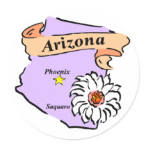 Colorful Arizona Map Gifts and Tees Round Sticker