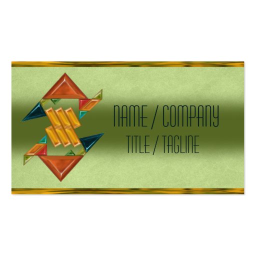 Colorful Art Deco Glass Business Cards (front side)