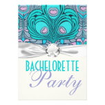 colorful art nouveau peacock feathers custom invitation