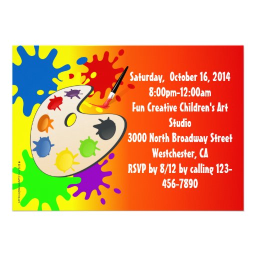 Colorful Art Palate Party Custom Announcements
