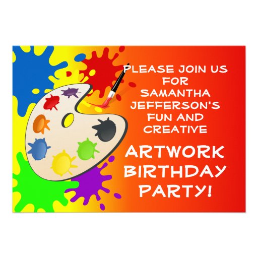 Colorful Art Palate Party Custom Announcements