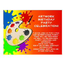 Colorful Art Palate Party Postcards