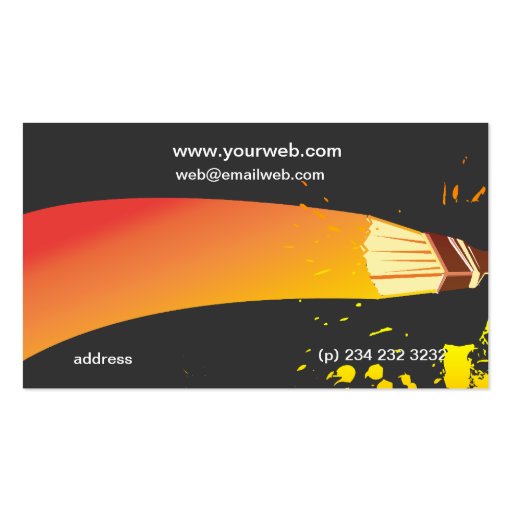 Colorful Artist House Painter & Artistic Brush Business Card Template (back side)