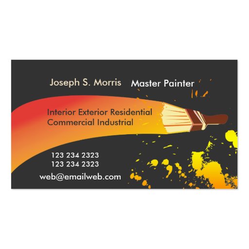 Colorful Artist House Painter & Artistic Brush Business Card Template (front side)