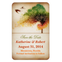 colorful artistic love tree save the date magnet