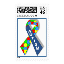 Colorful Autism Awareness Ribbon Stamps