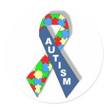 Colorful Autism Awareness Ribbon Stickers