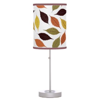 Colorful Autumn Leafs Pattern On White Desk Lamps