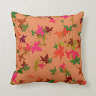 Colorful autumn leaves design throw pillow