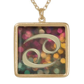 Colorful Autumn Lights Zodiac Sign Cancer Necklace