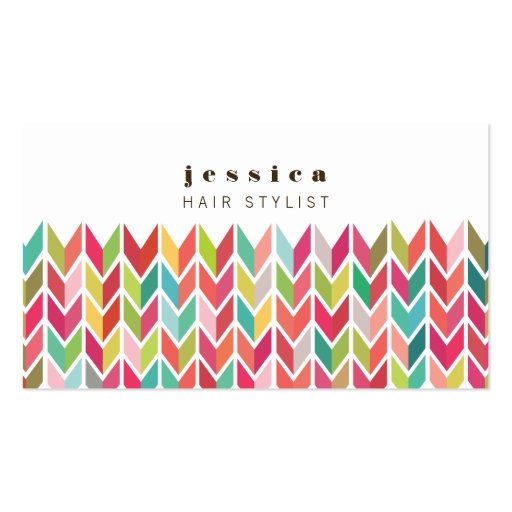 Colorful Aztec Arrows Pattern Hair Stylist Card Business Card (front side)