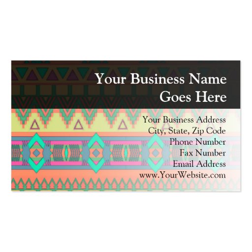 Colorful Aztec Pattern Business Cards (front side)
