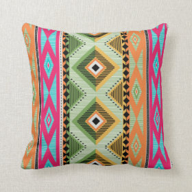 Colorful Aztec Pattern Throw Pillow