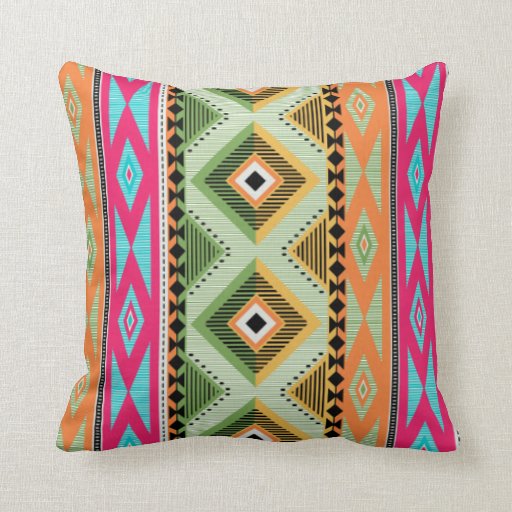 Colorful Aztec Pattern Throw Pillow Zazzle