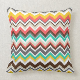 Colorful Aztec Tribal Chevron ZigZag Stripes Pillow