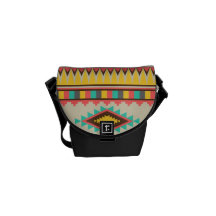 Colorful Aztec Tribal Native American Diamonds Messenger Bags
