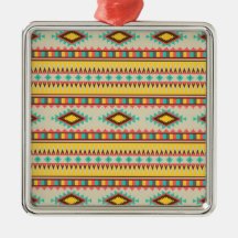 Colorful Aztec Tribal Native American Diamonds Ornament