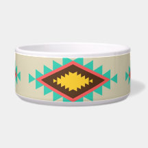 Colorful Aztec Tribal Native American Diamonds Pet Food Bowls