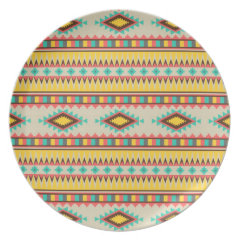 Colorful Aztec Tribal Native American Diamonds Dinner Plates