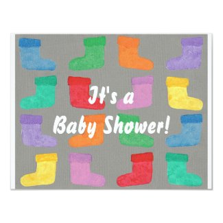 Colorful Baby Boots Unisex Shower Invitations