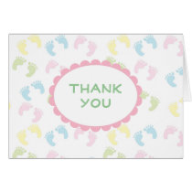 Colorful Baby Foot Prints Thank You Greeting Cards