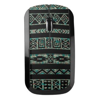 Colorful Background And Black Tribal Pattern Wireless Mouse