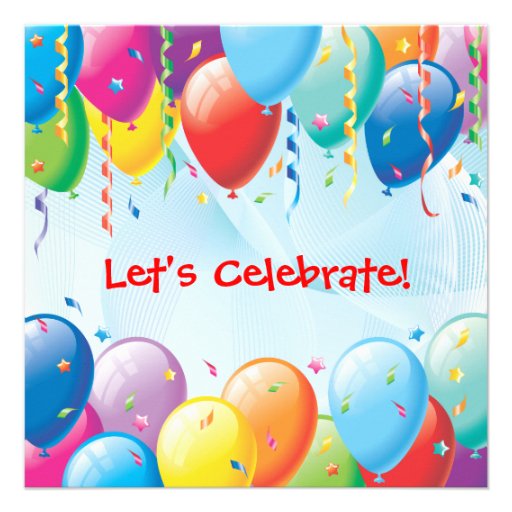 Colorful Balloons Birthday Party Invitation