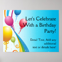 Colorful Balloons | Curly Ribbons Poster