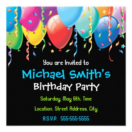 Colorful Balloons Party Invitation