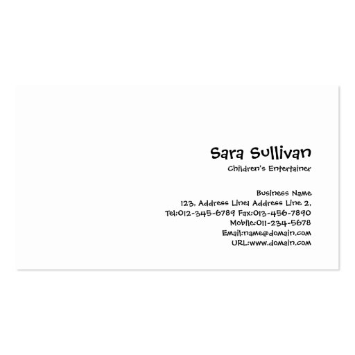 Colorful Balloons Party Planner Business Card (back side)