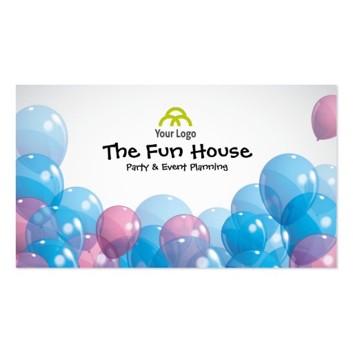 Colorful Balloons Party Planner Business Card (front side)