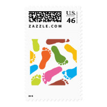 Colorful Bare Footprints Postage Stamp