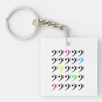 Colorful Bass Clef Key Chain