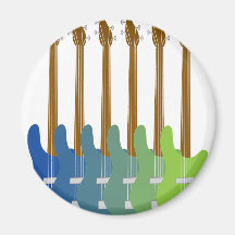 Colorful Bass Guitars Fridge Magnet