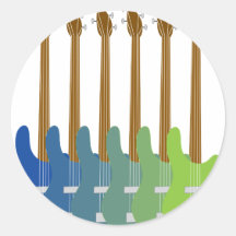 Colorful Bass Guitars Stickers