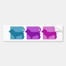 Colorful Basset Hound Silhouettes Bumper Stickers