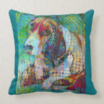 Colorful Basset Hound Throw Pillow