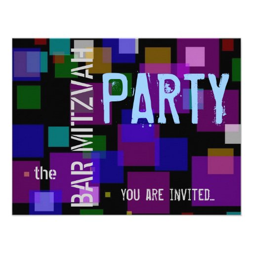 Colorful Bat Mitzvah Bar Mitzvah party Invitation (front side)