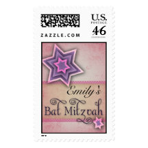 Colorful Bat Mitzvah Invitation Postage