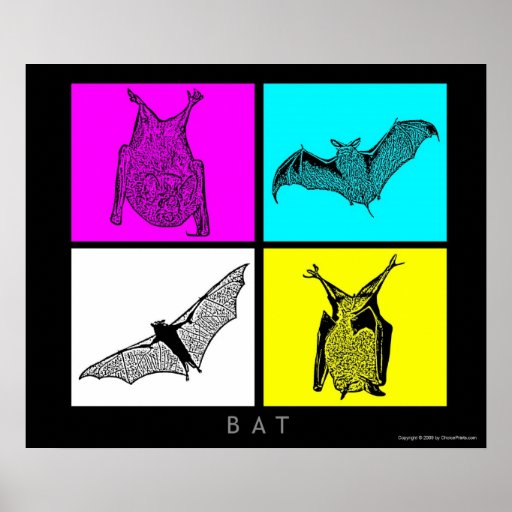 Colorful Bats Poster
