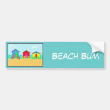 Colorful Beach Cabanas at the Shoreline Bumper Sticker