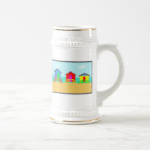 Colorful Beach Cabanas at the Shoreline Mugs