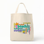 Colorful Beach Favorites Design Tote Bags