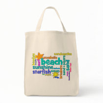 Colorful Beach Favorites Design Tote Bags