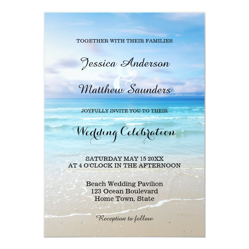 Colorful beach wedding invitations